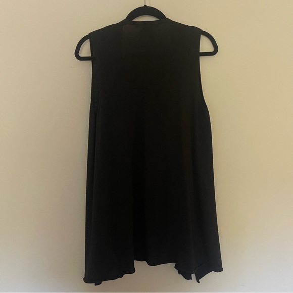 Tory Burch Knit Open Front Long Cardigan - Sleeveless Merino Wool Sweater Vest - Picture 6 of 7